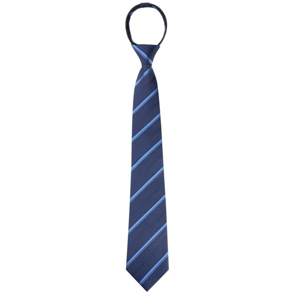 Zipper Tie Pre-Tied Patterned Necktie Adjustable Neck Ties Navy Blue -4